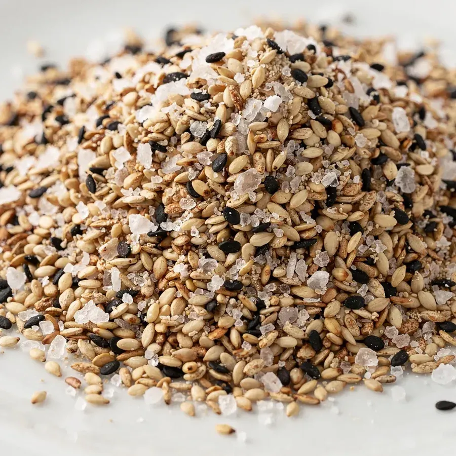 Gomashio: toasted sesame and salt in close-up