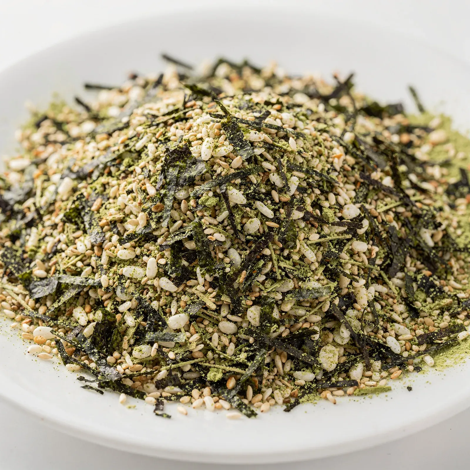 Wasabi-furikake with green powder and shredded nori
